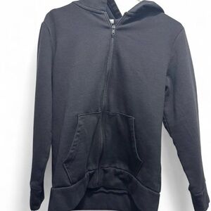 Youth Black Full-Zip Hoodie with Kangaroo Pocket